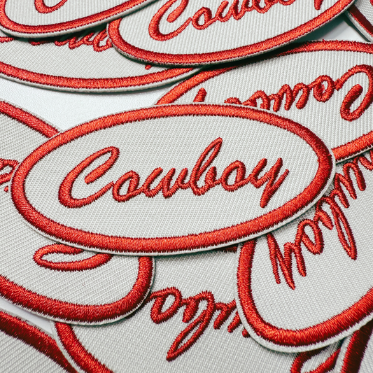 3" Cowboy in Red - Embroidered Hat Patch