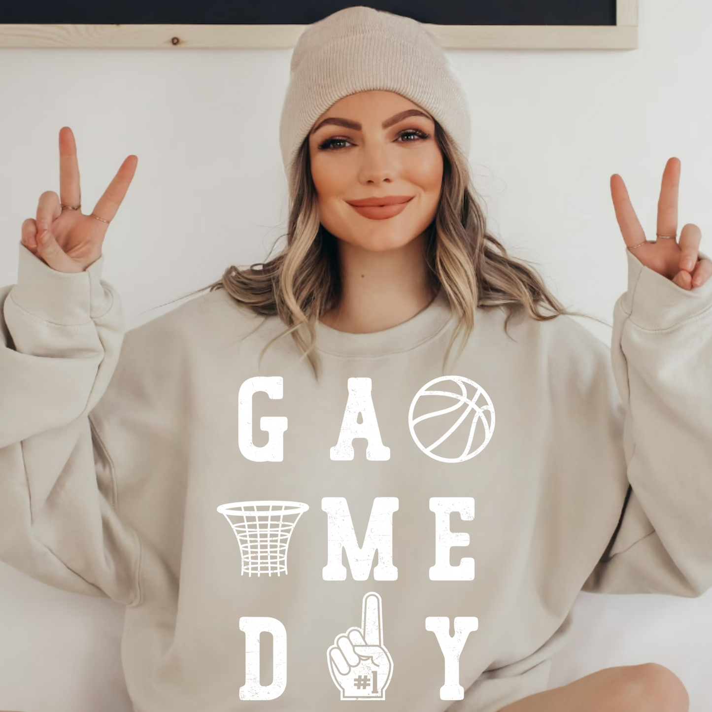 (shirt not included) Game Day Basketball in White 12"w x 14"H-  Screen print Transfer
