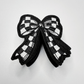 2" Checkered Black & White  Bow -  Embroidered Hat Patch