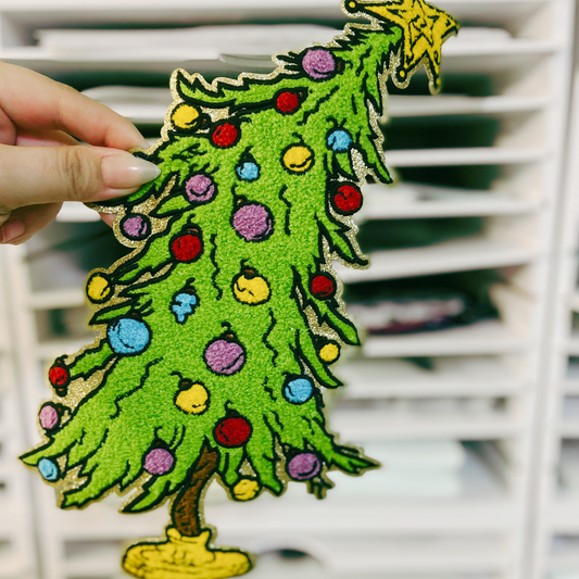 9" x 13" Green Christmas Tree - Chenille patch