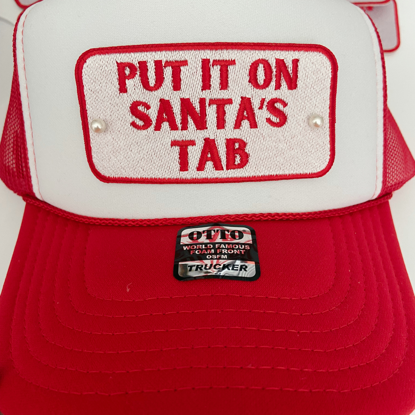 4" Put it on SANTA'S TAB  -  Embroidered Hat Patch