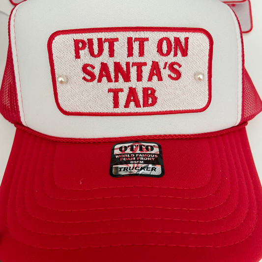 4" Put it on SANTA'S TAB - Embroidered Hat Patch