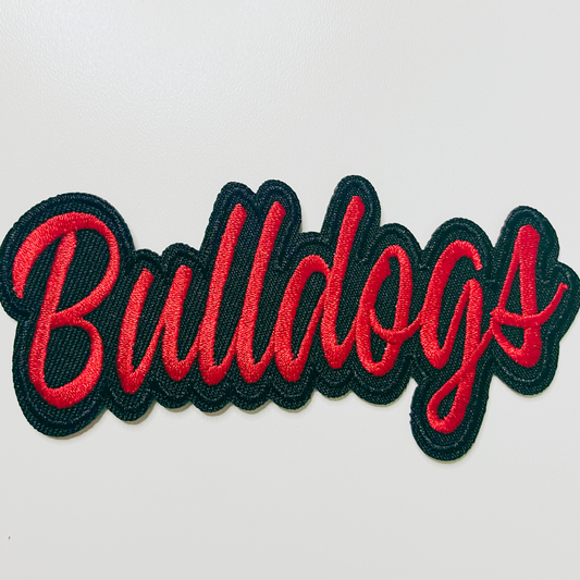 4" Bulldogs Red and Black  -  Embroidered Hat Patch