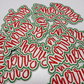 4" Merry in Red & Green w Sparkles -  Embroidered Hat Patch