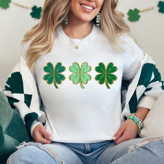 (Shirt not Included) Faux Glitter Shamrock- CLEAR FILM Transfer