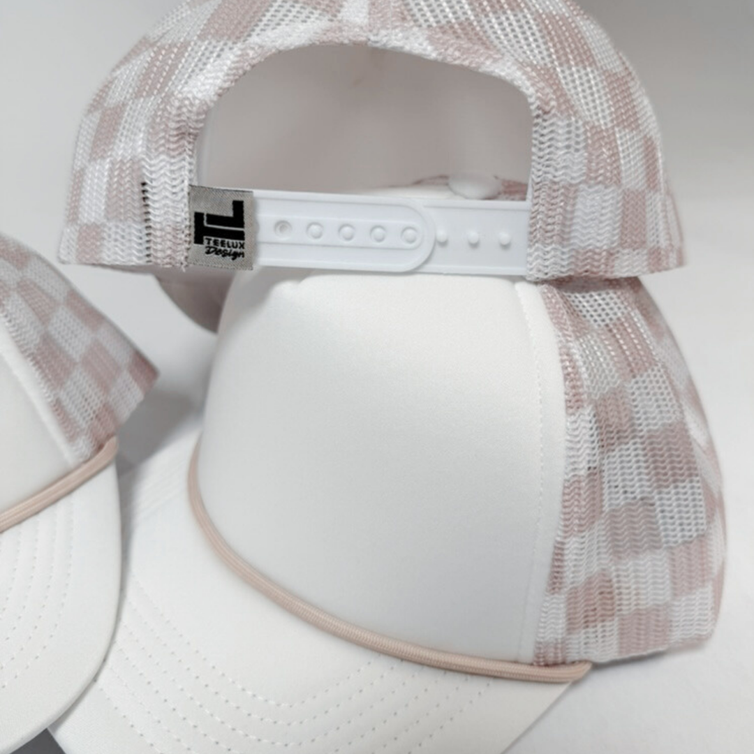 TEELUX - TRUCKER HAT BLANK - Beige Neutral Checkered