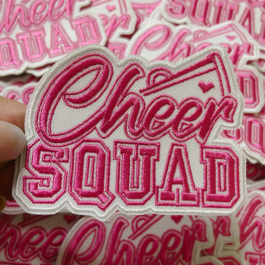 3" Cheer Squad in Pink - Embroidered Hat Patch