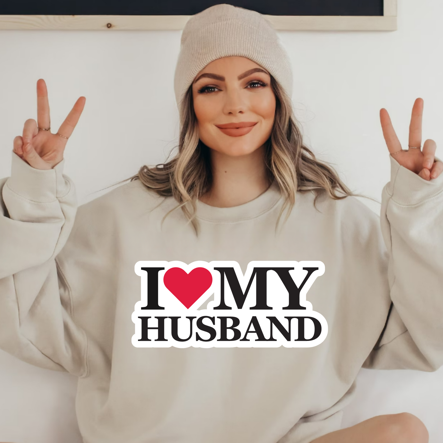 (Shirt not included) I Love my WIFE / HUSBAND-  Matte Clear Film Transfer