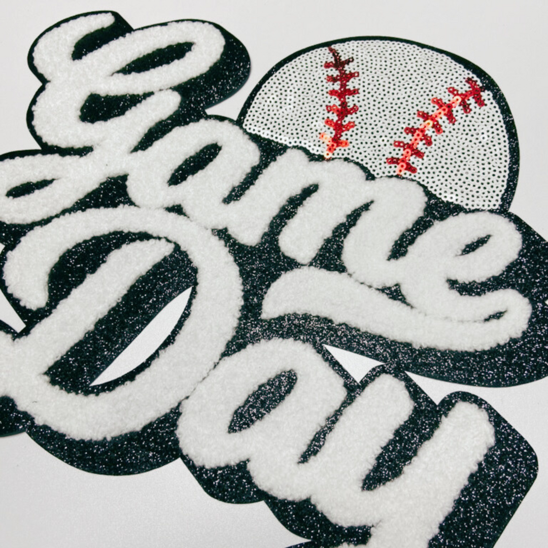 11” GAME DAY Baseball  - chenille + Sequin Patch