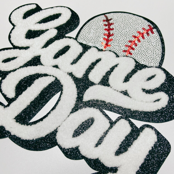 11” GAME DAY Baseball  - chenille + Sequin Patch