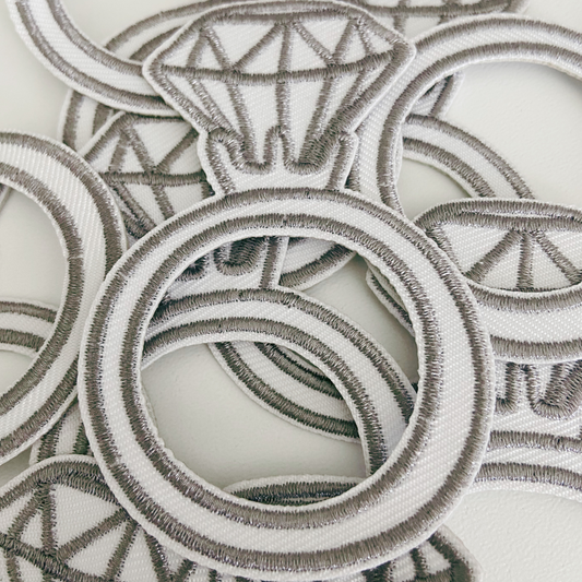 3" RING - Metallic Silver - Embroidered Hat Patch