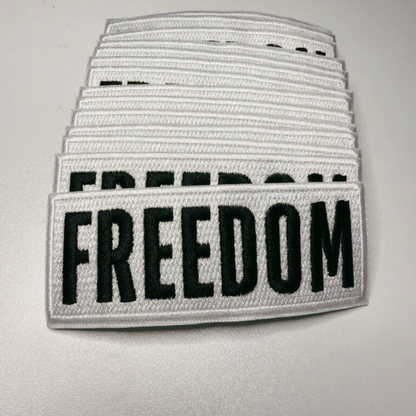 3.5" FREEDOM in White & Black  -  Embroidered Hat Patch