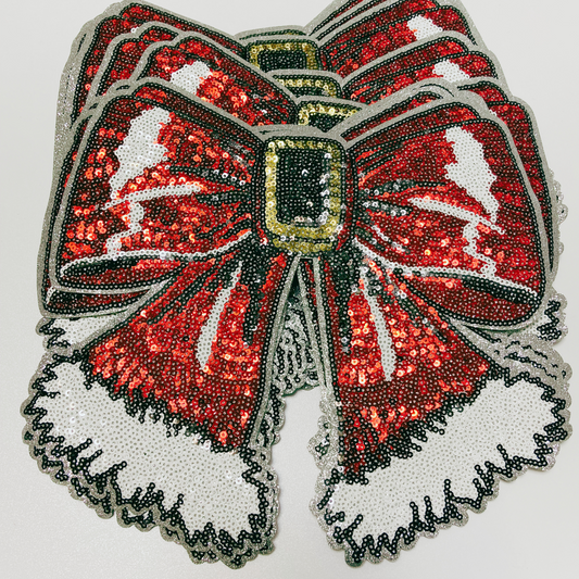 10" inch Santa BOW - SEQUIN Patch