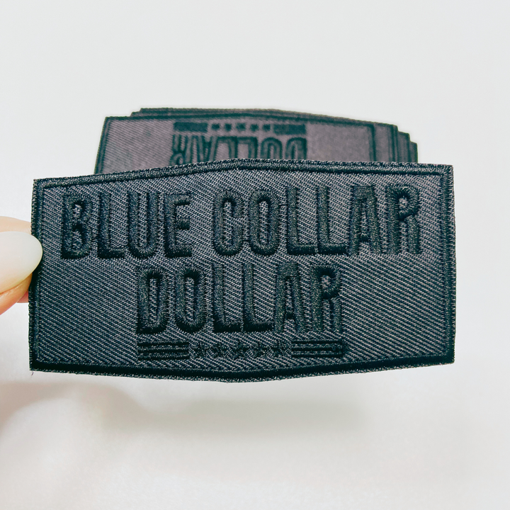3.5" BLUE COLLAR DOLLAR  -  Embroidered Hat Patch