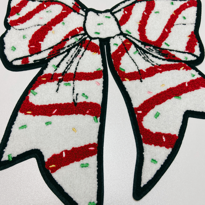10.5"  Christmas Bow  - Chenille Patch