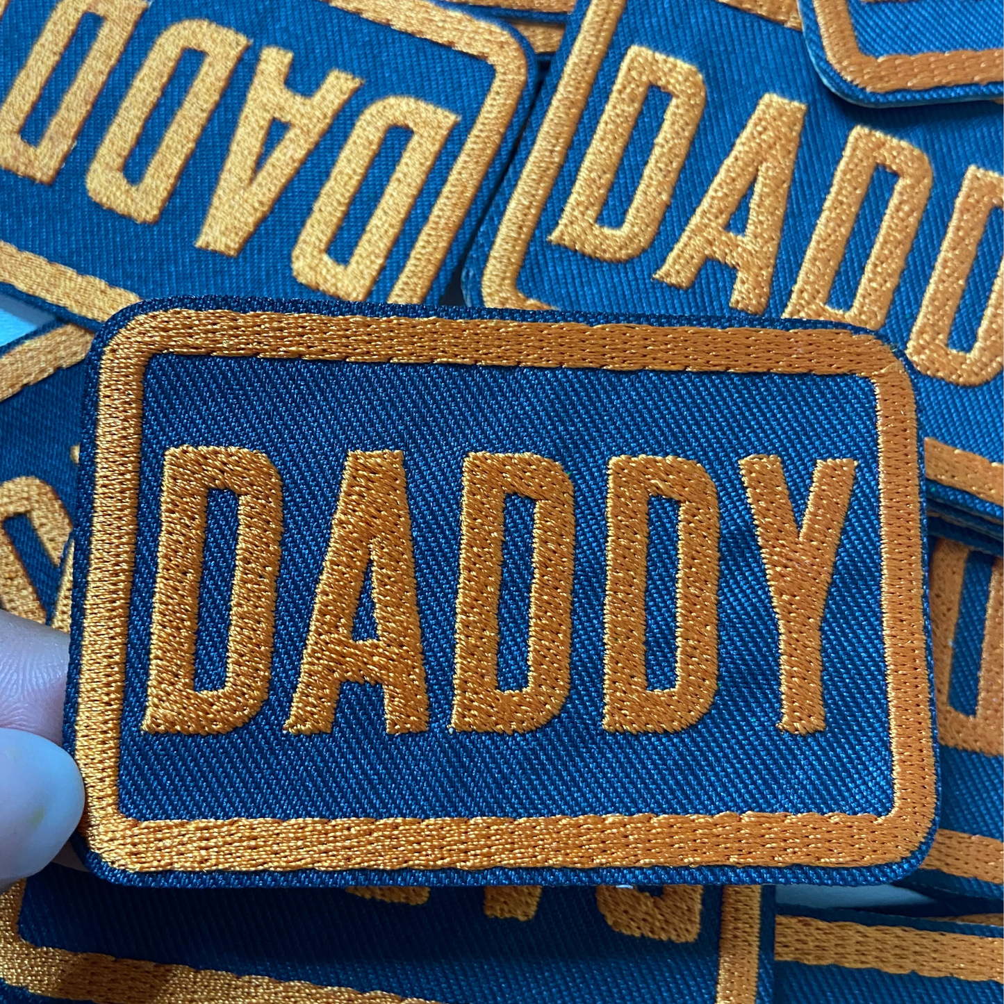 3" Daddy (Orange & Gray) -  Embroidered Hat Patch