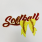 Softball with Bow  - Chenille Patch