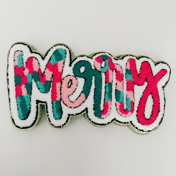 11" inch MERRY  multicolored - Chenille Patch