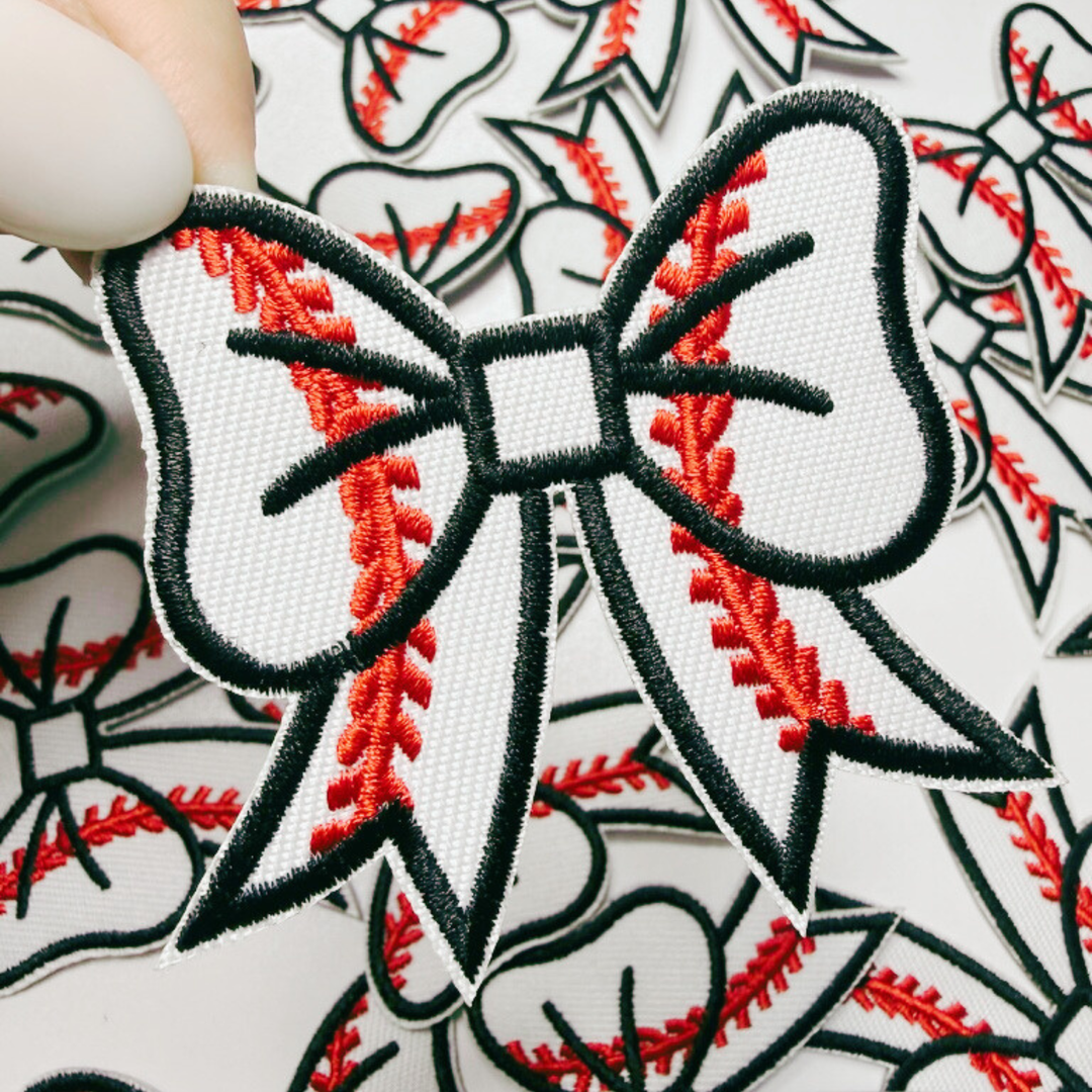 2.5” Baseball Bow -  Embroidered Hat Patch