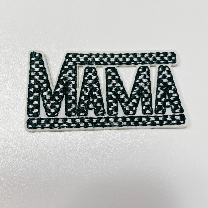 2 1/4" SMALL Checkered Mama in Black &amp; White  -  Embroidered Hat Patch