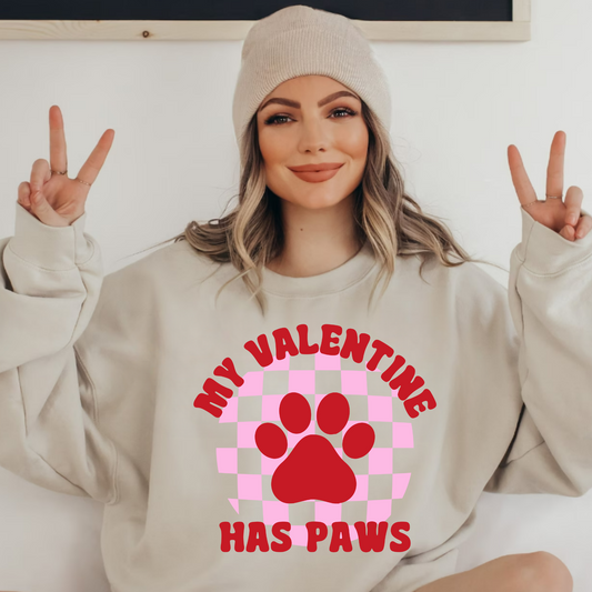 (Shirt not included) My Valentine has PAWS -  Matte Clear Film Transfer