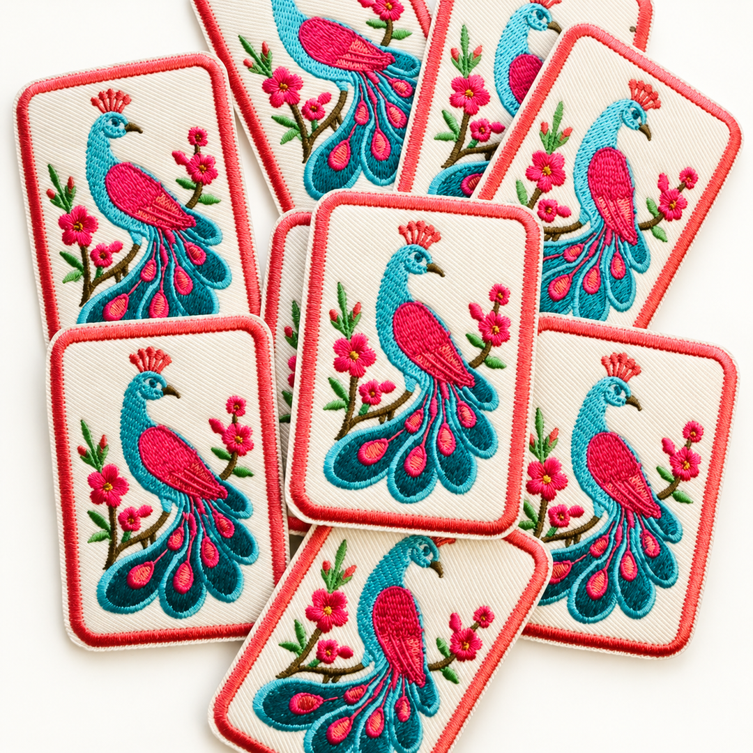 2.5" Mahjong Bamboo or Peacock   -  Embroidered Hat Patch