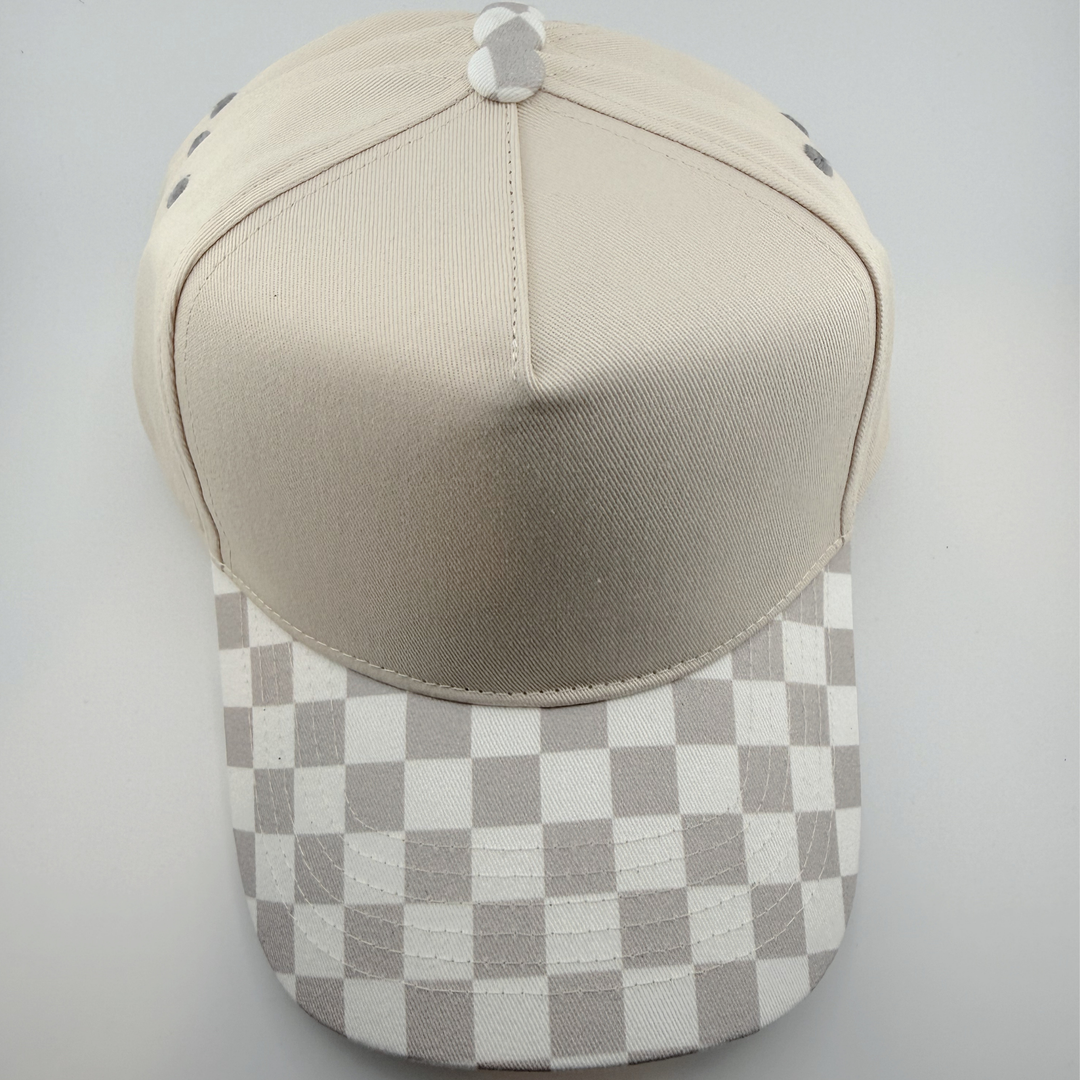 TEELUX - Cotton Structured Hat Blank -  SNAP BACK - Neutral CHECKERED
