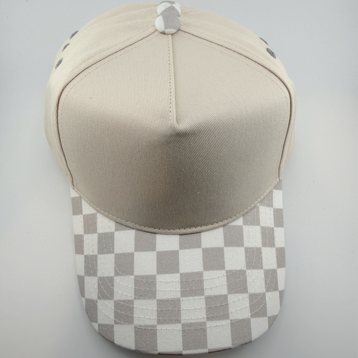TEELUX - Cotton Structured Hat Blank -  SNAP BACK - Neutral CHECKERED