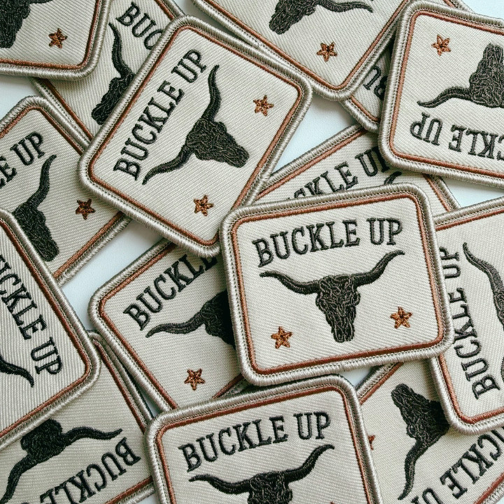 2.5" Buckle Up - Embroidered Hat Patch