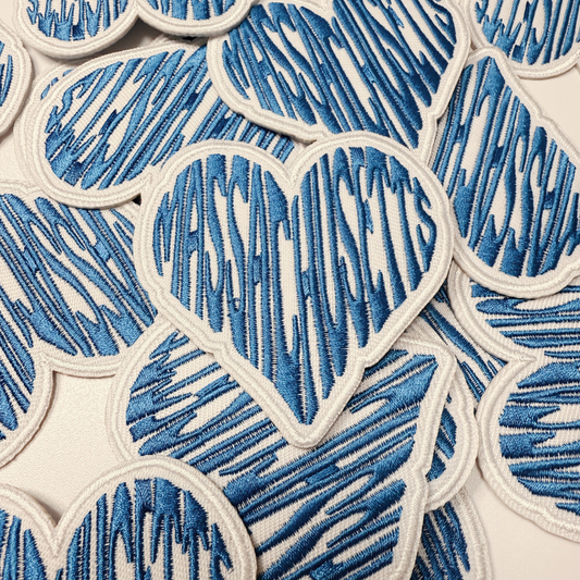 3" Massachusetts Heart -  Embroidered Hat Patch