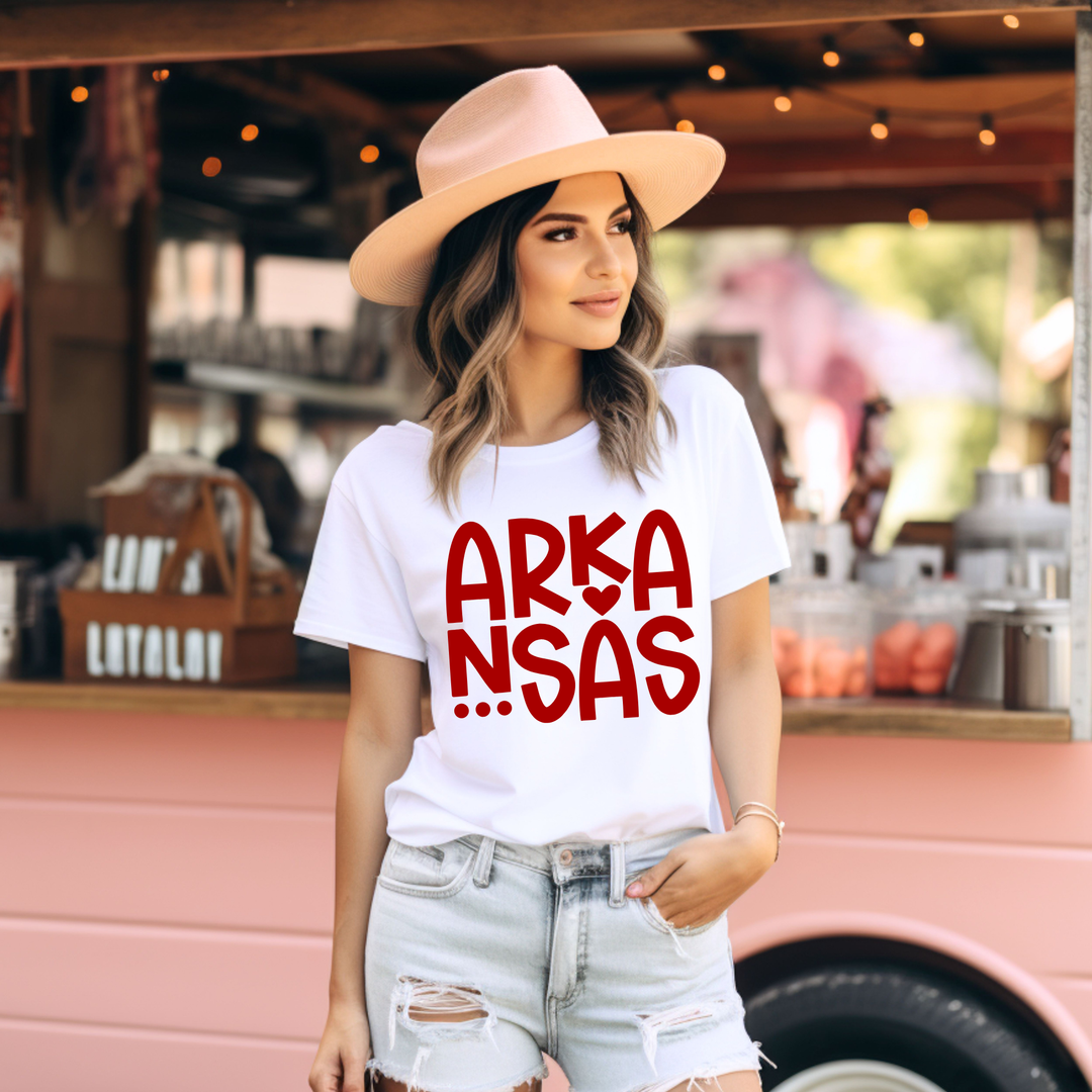 (shirt not included) Arkansas Heart in Red -  Screen print Transfer