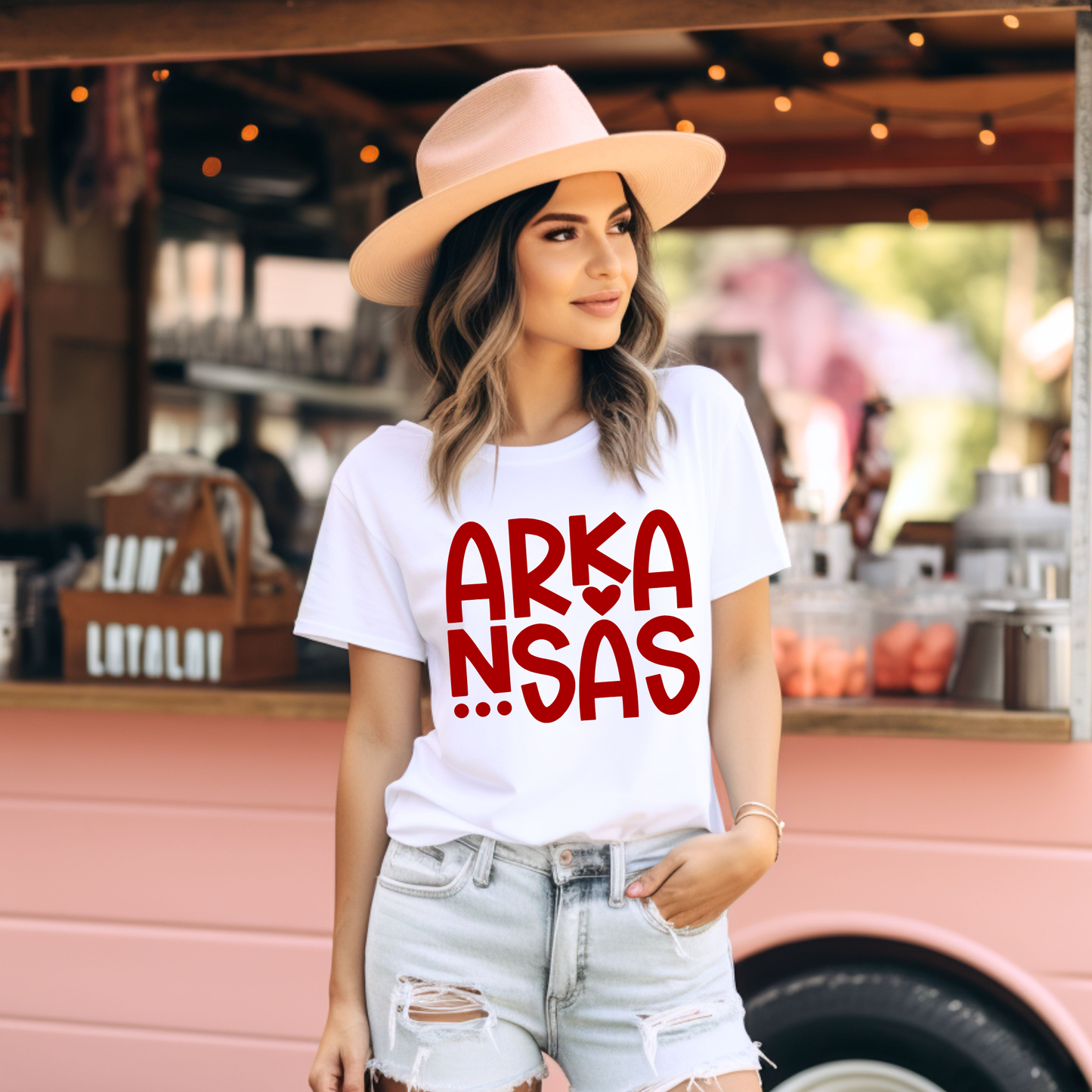(shirt not included) Arkansas Heart in Red -  Screen print Transfer
