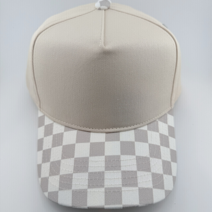 TEELUX - Cotton Structured Hat Blank -  SNAP BACK - Neutral CHECKERED