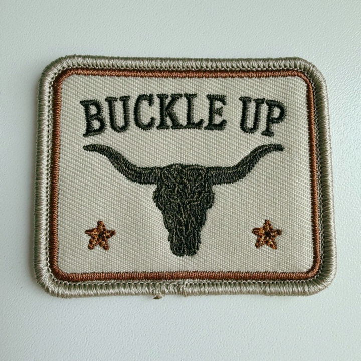 2.5" Buckle Up - Embroidered Hat Patch