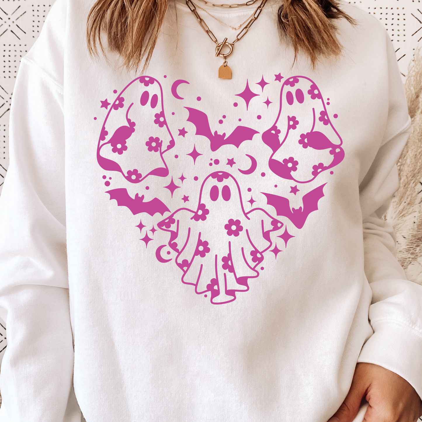 (Shirt not included) Halloween Ghost Heart - PUFF  Transfer
