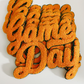 11” GAME DAY script in ORANGE - Chenille Patch