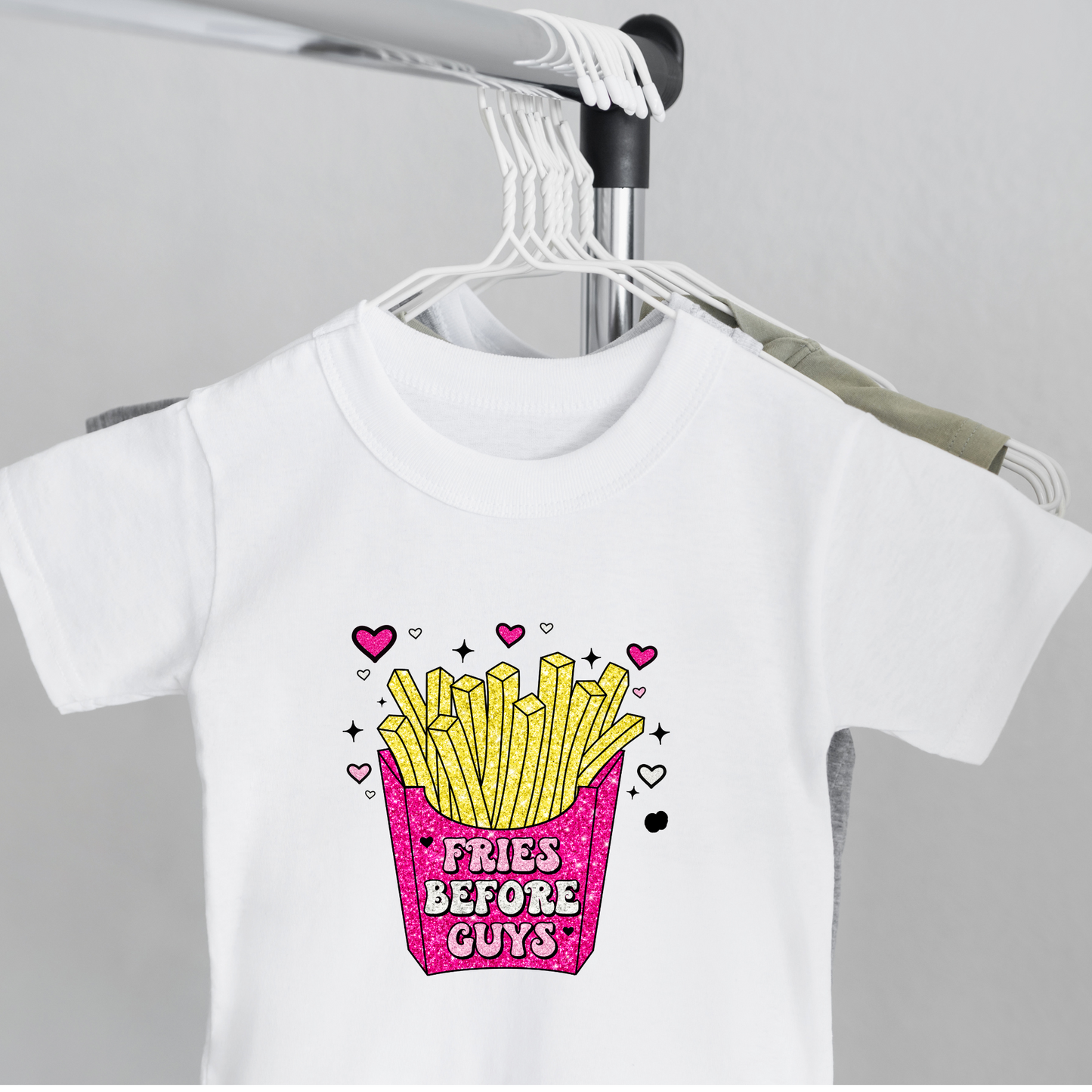 (Shirt not included) 7" Fries Before guys -  Matte Clear Film Transfer