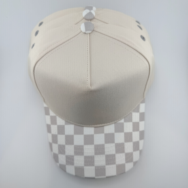 TEELUX - Cotton Structured Hat Blank -  SNAP BACK - Neutral CHECKERED