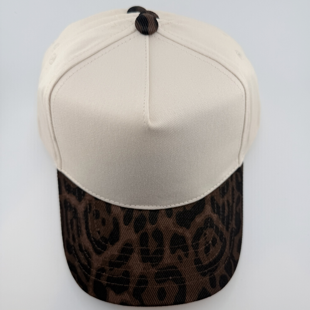 TEELUX - Cotton Structured Hat Blank -  SNAP BACK - Brown Animal Print