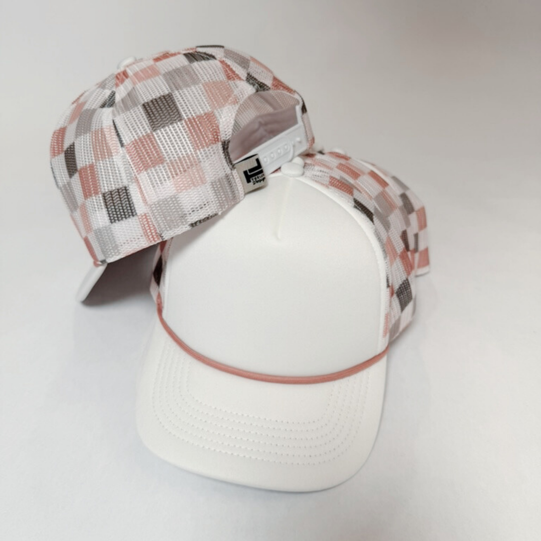 TEELUX - TRUCKER HAT BLANK - Neutral Multicolored Checkered