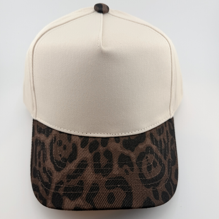 TEELUX - Cotton Structured Hat Blank -  SNAP BACK - Brown Animal Print
