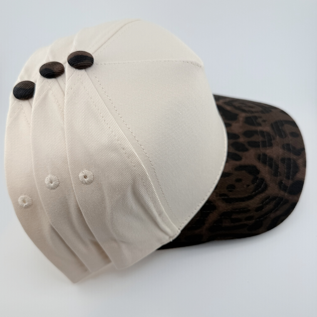 TEELUX - Cotton Structured Hat Blank -  SNAP BACK - Brown Animal Print