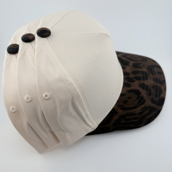 TEELUX - Cotton Structured Hat Blank -  SNAP BACK - Brown Animal Print