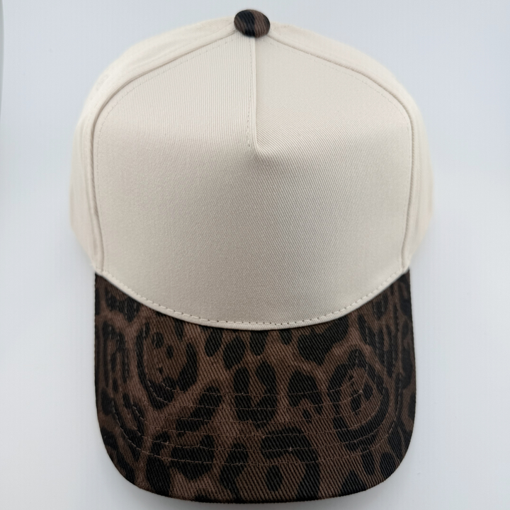 TEELUX - Cotton Structured Hat Blank -  SNAP BACK - Brown Animal Print