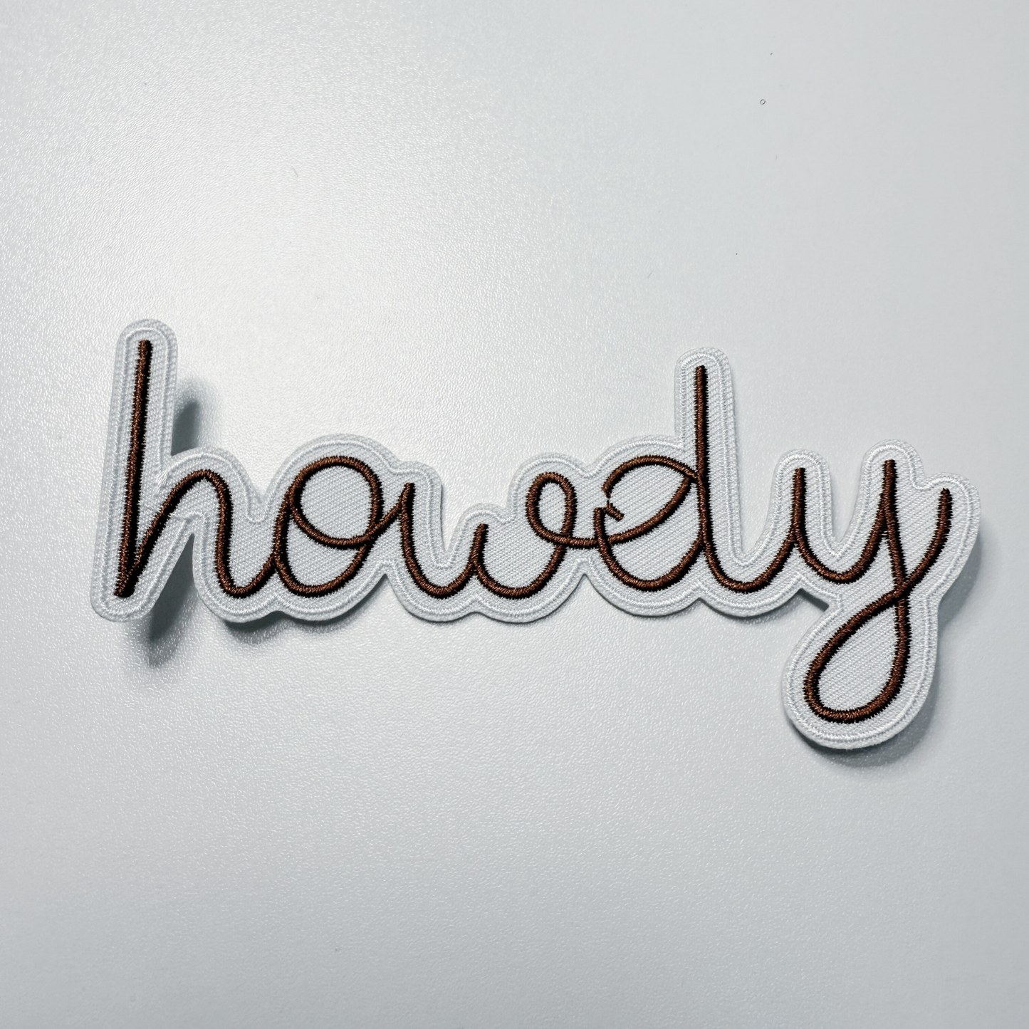 4.5" x 3" Howdy PINK or Brown  -  Embroidered Hat Patch