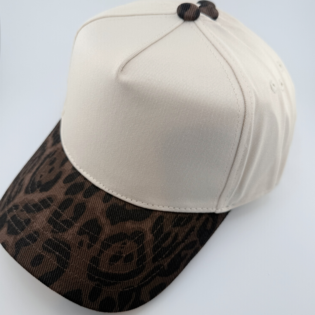 TEELUX - Cotton Structured Hat Blank -  SNAP BACK - Brown Animal Print