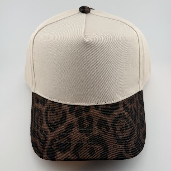 TEELUX - Cotton Structured Hat Blank -  SNAP BACK - Brown Animal Print