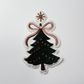 3" Christmas Tree w Bow -  Embroidered Hat Patch