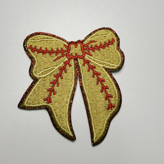 3” Softball Bow -  Embroidered Hat Patch