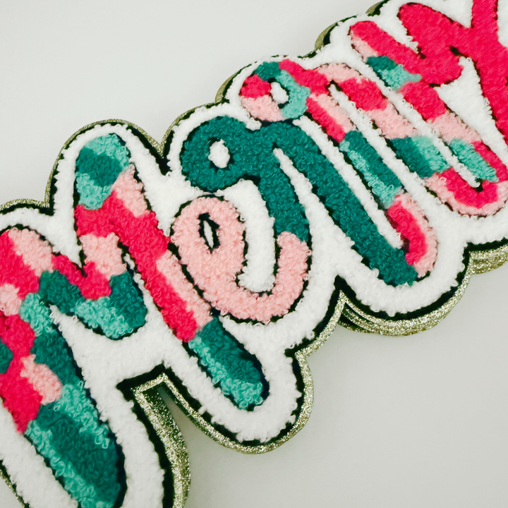 11" inch MERRY  multicolored - Chenille Patch